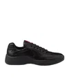 Prada Fabric And Leather America S Cup Sneakers In Black
