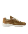 Prada Round Toe Low Top Sneakers In Cinnamon