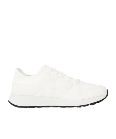 Prada Round-toe Low-top Sneakers In White