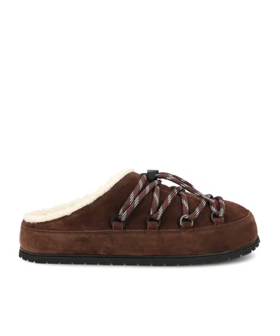 Prada Round Toe Mules In Brown