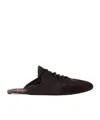 Prada Collapse Mules Aus Re-nylon Und Wildleder In Coffee