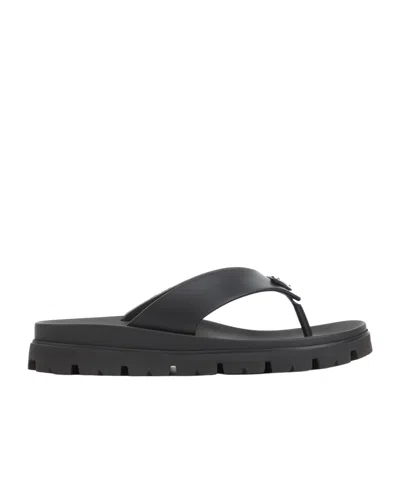 Prada Round Toe Slippers In Black