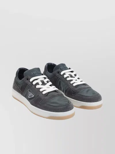Prada Round Toe Suede Low-top Sneakers