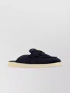 Prada Round Toe Suede Slippers With Rubber Sole