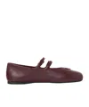 Prada Triangle Logo Leather Ballet Flats In Brown
