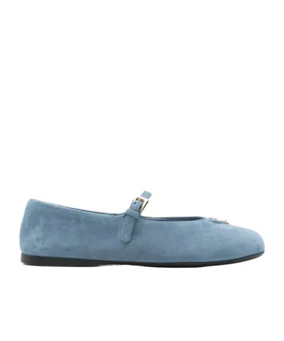 Prada Round-toed Ballet Shoes In Blue