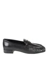 Prada Rounded Toe Loafers With Textured Detailing And Low Block Heel In Black