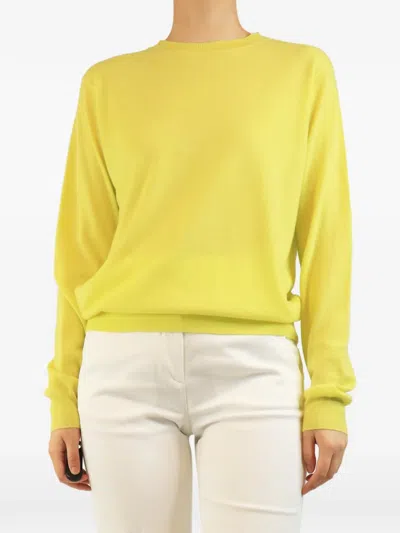 Pre-owned Prada Round-neck Long-sleeve Sweater In Yellow