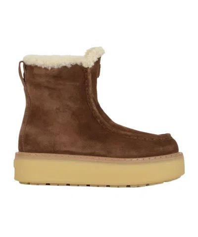 Prada Round-toe Ankle Boots In Brown