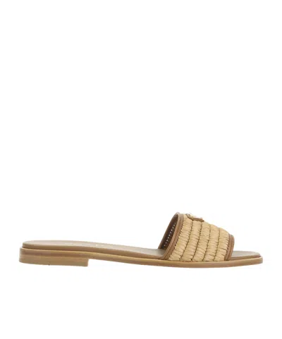PRADA PRADA TRIANGLE-LOGO SLIP-ON SANDALS