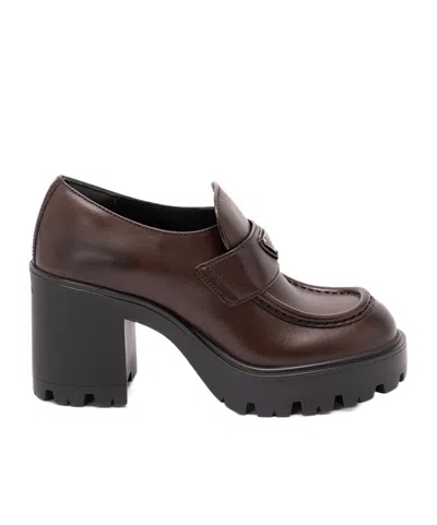 Prada Round-toe High Heels In Brown