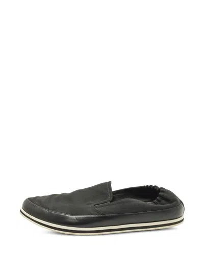 Pre-owned Prada Round-toe Slip-on Sneakers In Black