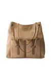 Prada Route Large Leather Bag In Brown