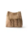 Prada Route Large Leather Bag In Brown
