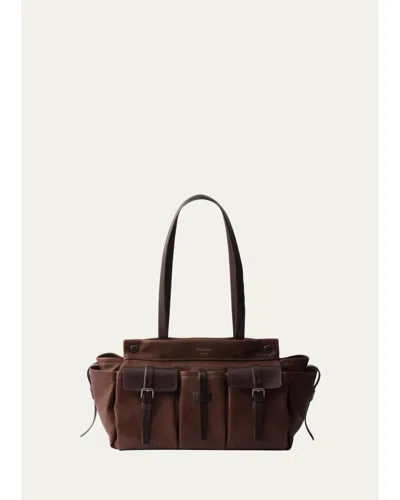 Prada Route Large Leather Tote Bag In Cocoa Brown