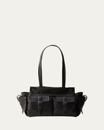 Prada Route Leather Tote Bag In Black
