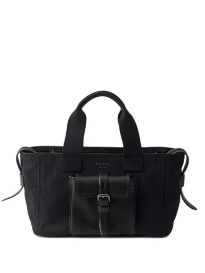 Prada Route Medium Leather Tote Bag In Black