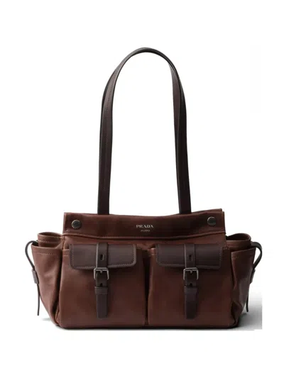 PRADA ROUTE MEDIUM LEATHER TOTE BAG