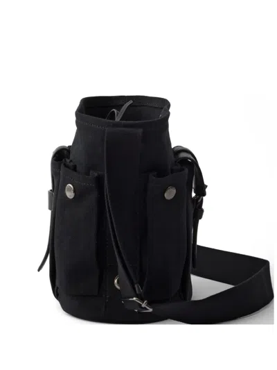 Prada Route Mini Canvas And Leather Bucket Bag In Black