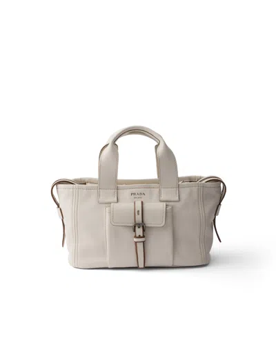 Prada Route Tote Bag Aus Leder In White