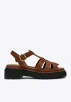 Prada Women Caramel Leather Sandals In Brown