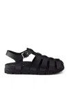 Prada Black Logo Sandals In Animal Print