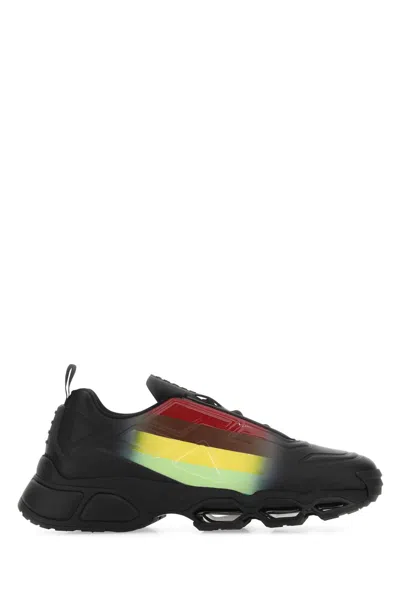 Prada Rubber Collision Cross Sneakers For Men In Black