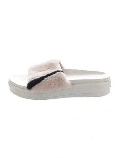 Pre-owned Prada Rubber Colorblock Pattern Slides In Pink/white
