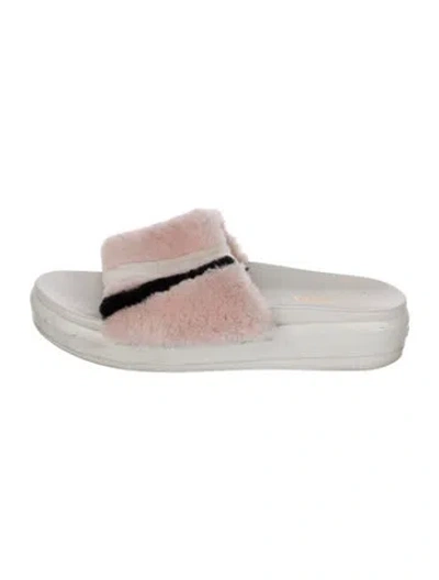 Pre-owned Prada Rubber Colorblock Pattern Slides In Pink/white