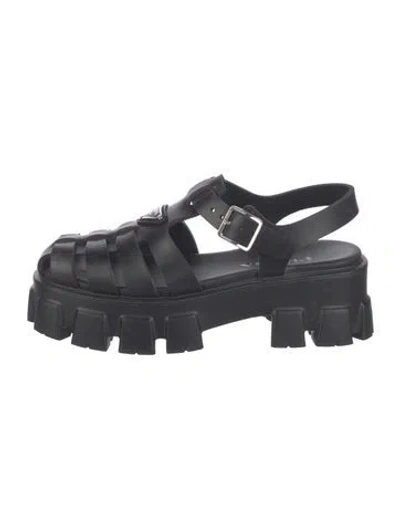 Pre-owned Prada Rubber Cutout Accent Pumps In Black