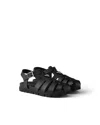 Prada Black Logo Sandals In Black