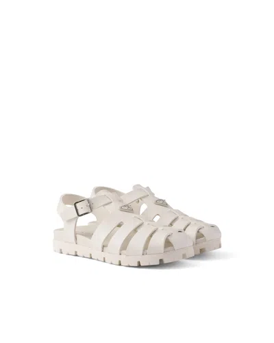 Prada Fischersandalen Aus Gummi In White