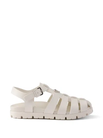 Prada Rubber Fisherman Sandals In Neutral