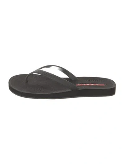 Pre-owned Prada Rubber Flip Flops In Black