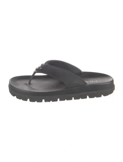 Pre-owned Prada Rubber Flip Flops In Black