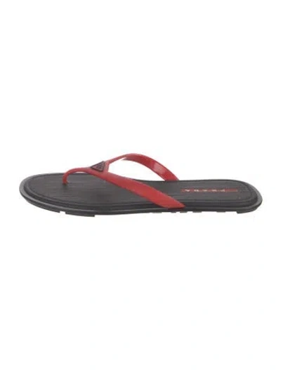 Pre-owned Prada Rubber Flip Flops In Black/red