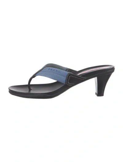 Pre-owned Prada Rubber Flip Flops In Blue