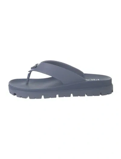 Pre-owned Prada Rubber Flip Flops In Blue
