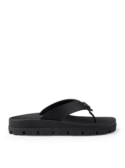 Prada Eva Slides With Triangle Logo In Black