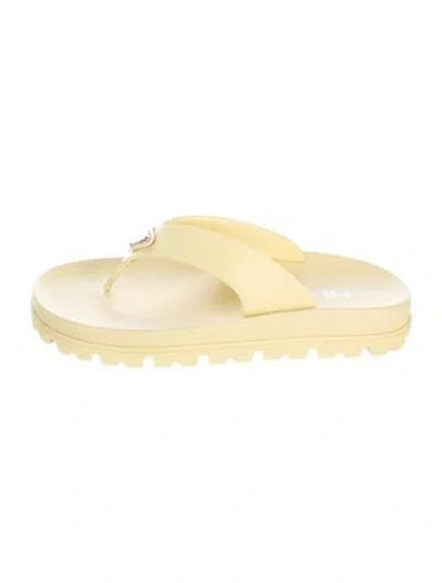 Pre-owned Prada Rubber Flip Flops In Yellow
