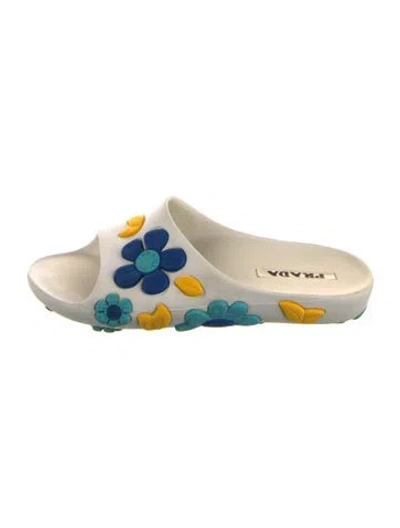 Pre-owned Prada Rubber Floral Print Slides