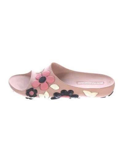 Pre-owned Prada Rubber Floral Print Slides In Pink