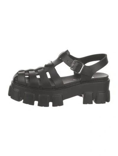 Pre-owned Prada Rubber Gladiator Sandals In Black