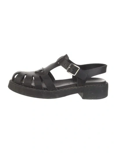 Pre-owned Prada Rubber Gladiator Sandals In Black