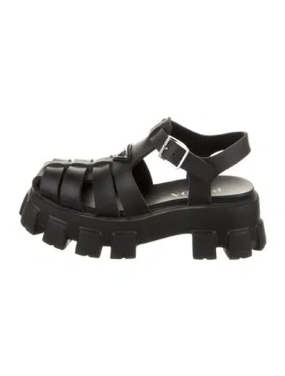 Pre-owned Prada Rubber Gladiator Sandals In Black