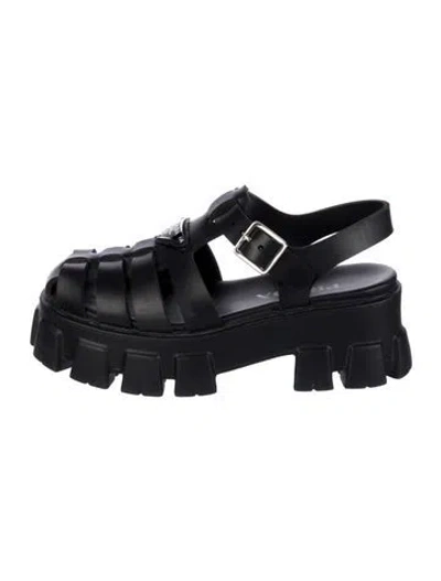 Pre-owned Prada Rubber Gladiator Sandals In Black