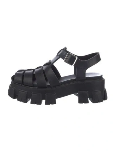 Pre-owned Prada Rubber Gladiator Sandals In Black
