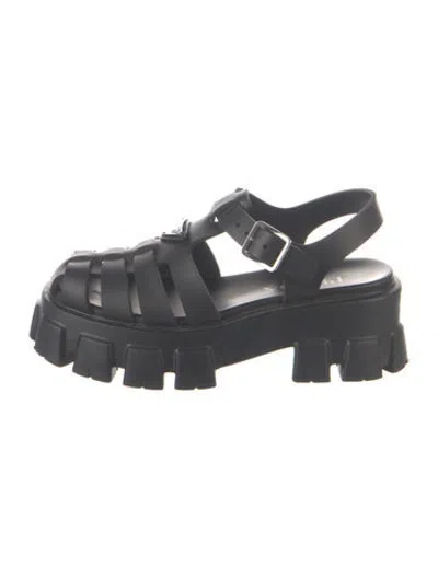 Pre-owned Prada Rubber Gladiator Sandals In Black