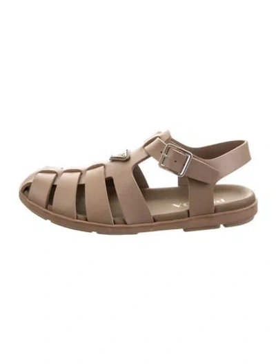 Pre-owned Prada Rubber Gladiator Sandals In Neutral