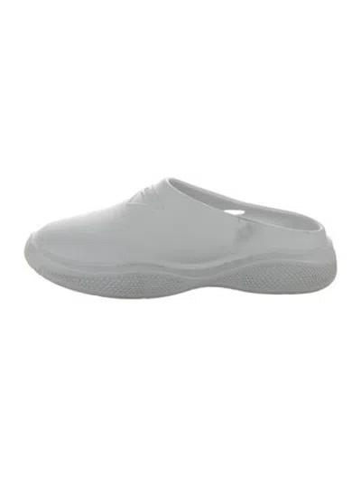 Pre-owned Prada Rubber Lasercut Accents Mules In White
